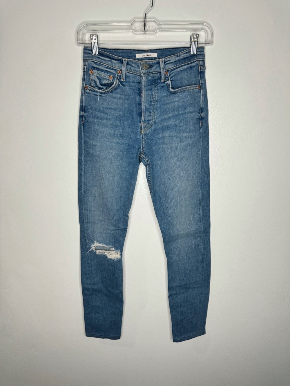GRLFRND Karolina High Rise Skinny Jeans Distressed Knee‎ Women’s Size 23